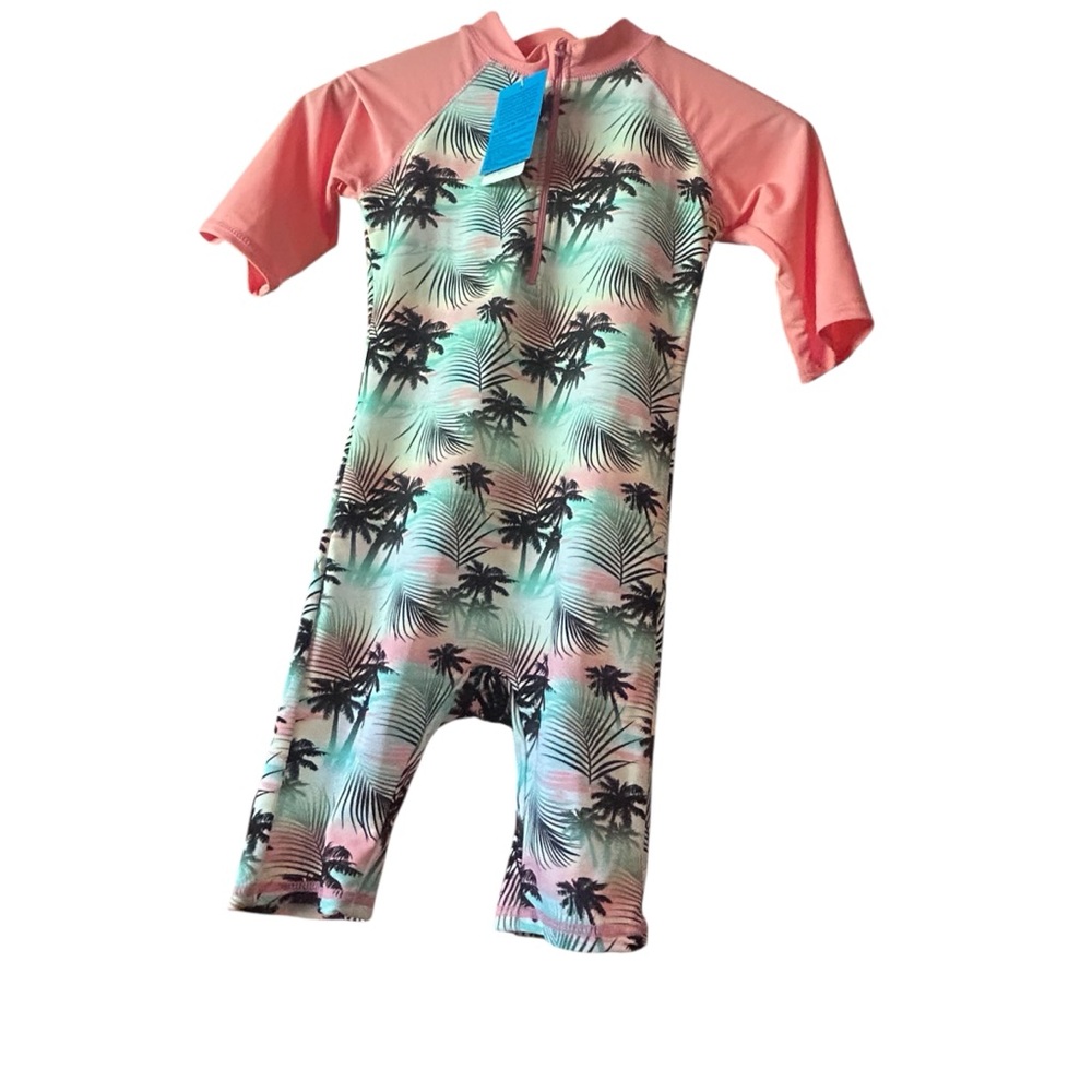 Girls‎ UPF 50+ Swimsuit One Piece Rash Guard Palms Sun Protection